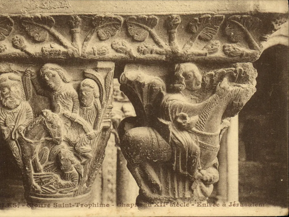 Igreja de São Trofimé — Capitel do século XII — Entrada em Jerusalém - Frente