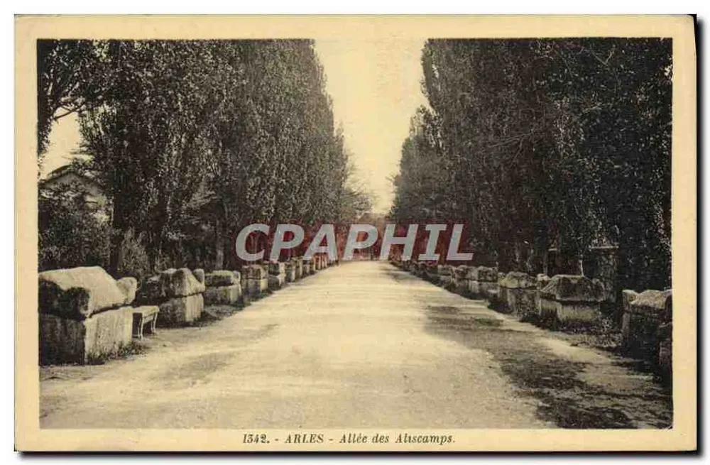 Arles - Avenida dos Aliscamps — editor La Cigogne, n° 1342 - Frente