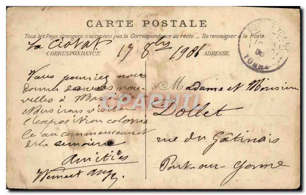 La Ciotat — Perspektive der Kai und Flotte der Messageries — Verlag Chanteperdrix n°265 - Rückseite