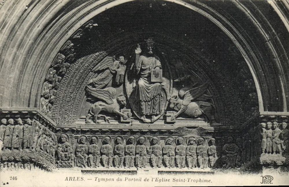 Arles — Tympanon des Portals der Kirche Saint-Trophime — JND Phot. - Vorderseite