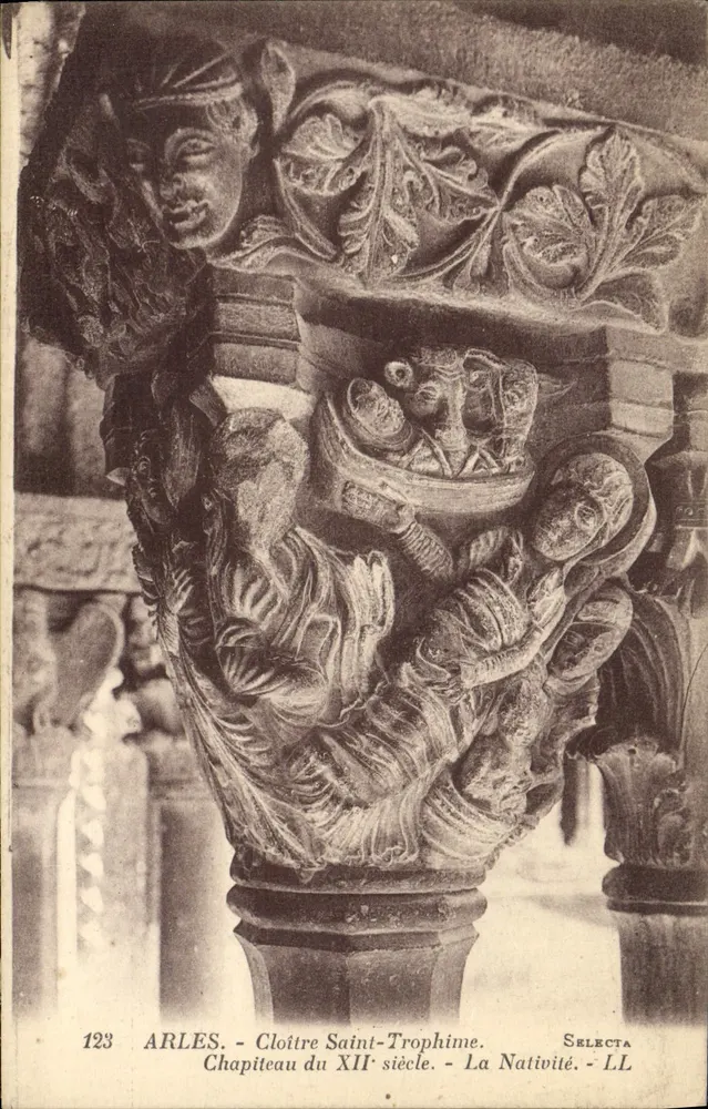 Arles - Cloître Saint-Trophime - Kapitell des 12. Jahrhunderts - Die Geburt Christi - Selecta LL - Vorderseite