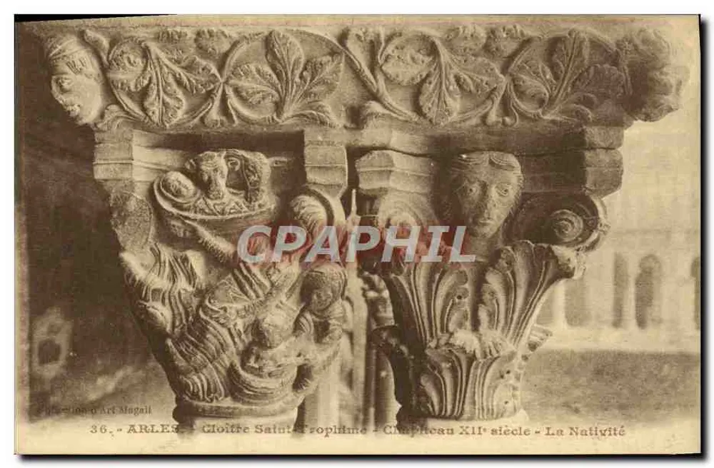 Arles - Grotte Saint-Prophète - Kapitell des 12. Jahrhunderts - Die Geburt Christi — Édition Art Magail, n°36 - Vorderseite