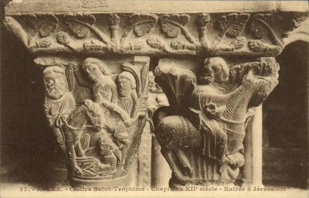 Arles - Cloître Saint-Trophime - Chapiteau do século XII - Entrada em Jerusalém - Frente