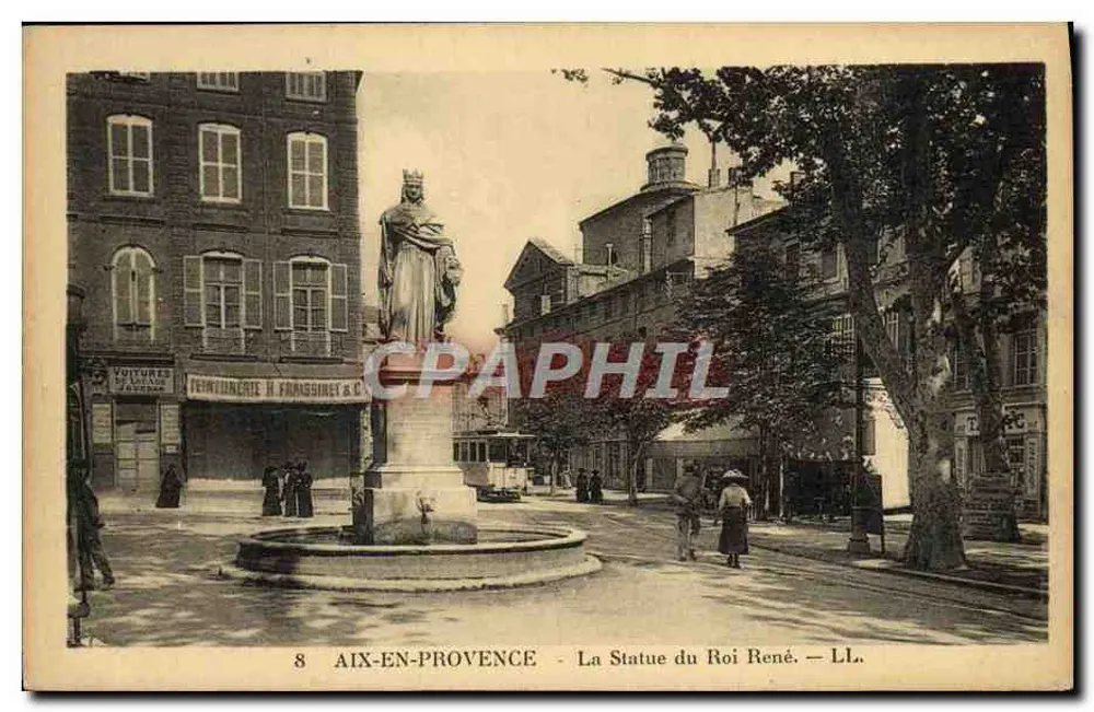 Aix-en-Provence — La Estatua del Rey René — LL. — Editor LL. n°8 - Anverso