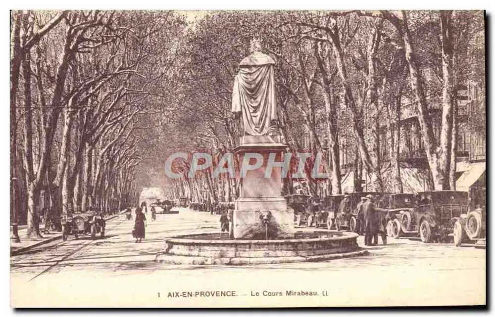Aix-en-Provence — O Cours Mirabeau — Editor: E. Letellier, Paris - Frente