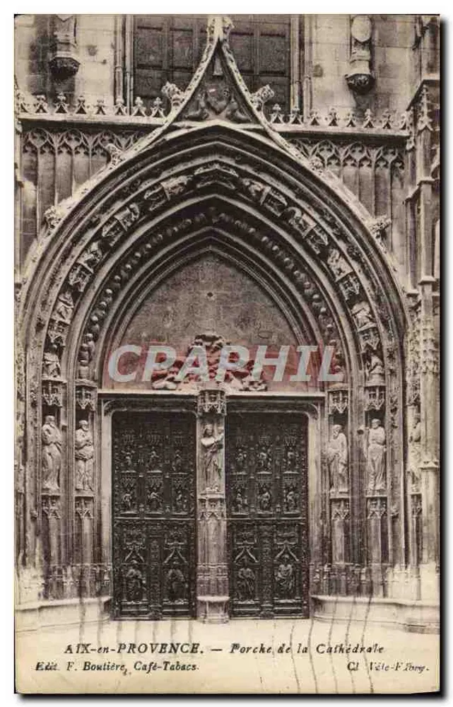 Aix-en-Provence — Portal der Kathedrale — Édit. F. Bouitière, Café-Tabacs - Vorderseite