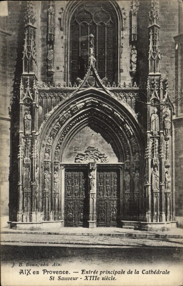 Aix-en-Provence — Haupteingang der Kathedrale Saint-Sauveur — 12. Jahrhundert — J. B. Bouis, Verlag Aix - Vorderseite