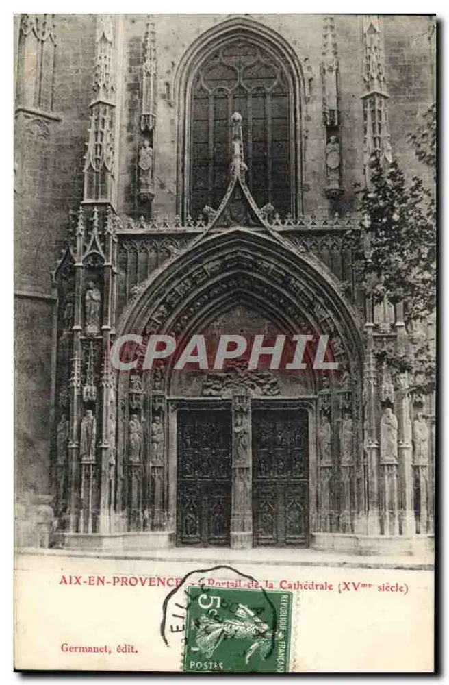 Aix-en-Provence — Portal da Catedral (século XV) — Germanet, editor - Frente