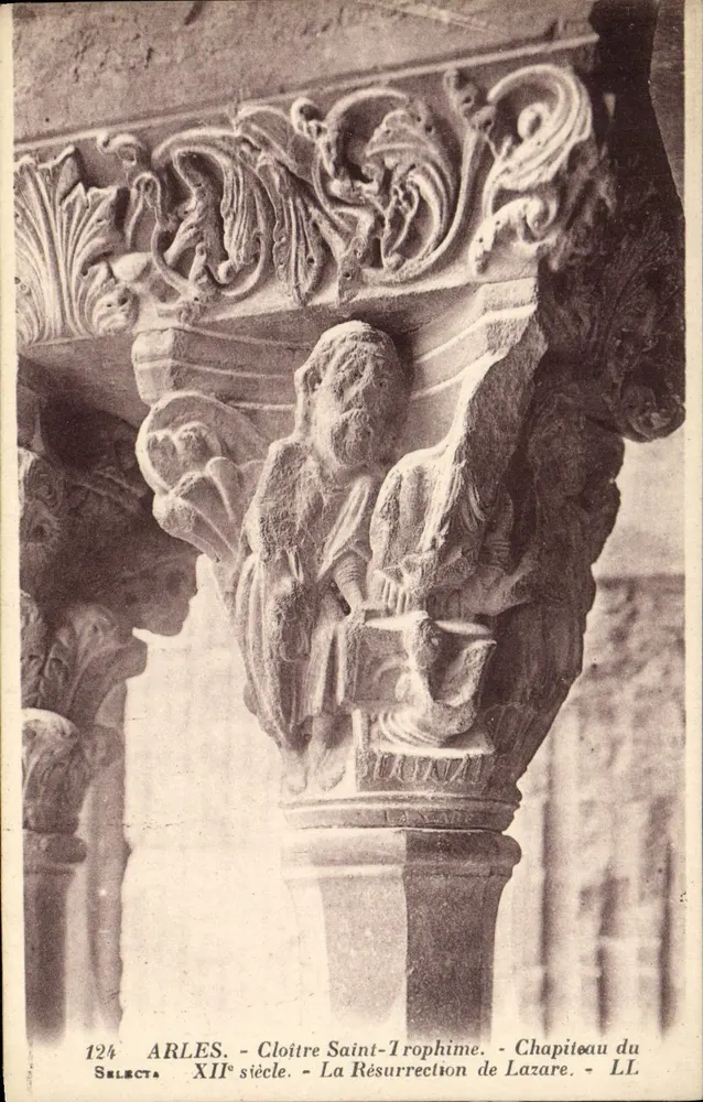 Arles - Kloster Saint-Trophime - Kapitell des 12. Jahrhunderts - Die Auferstehung des Lazarus - Vorderseite