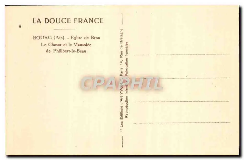 Bourg (Ain) — Kirche von Brou, Chor und Mausoleum von Philibert-le-Beau — Les Éditions d'Art Yvon, Paris - Rückseite