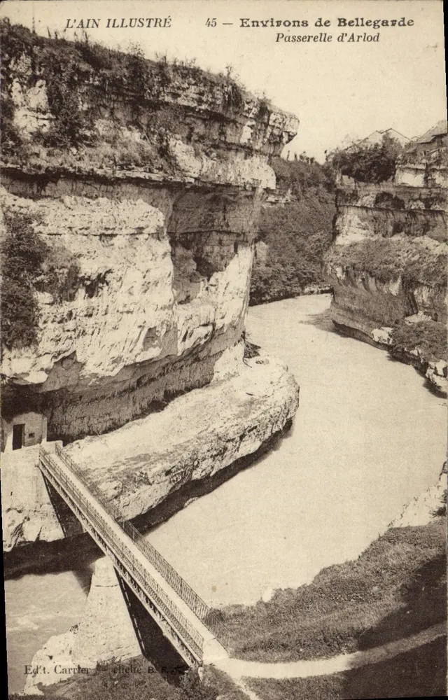 Arredores de Bellegarde — Passarela de Arlod — Ed. Carrier, série B. 6. 52 - Frente