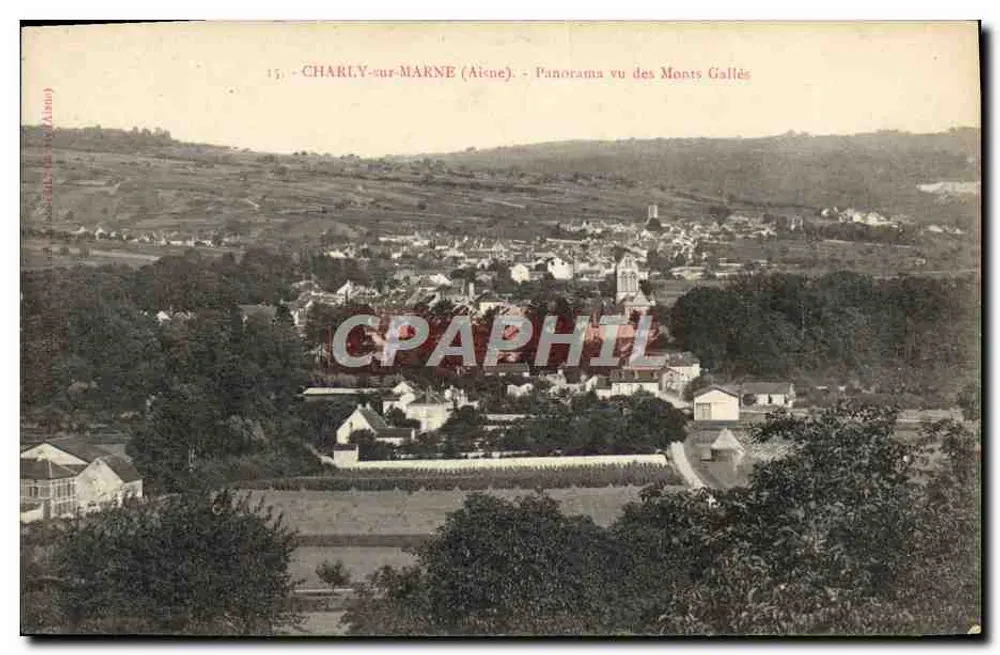 Charly-sur-Marne (Ainé) — Panoramablick von den Monts Gallés — Verlag: (Manu) - Vorderseite