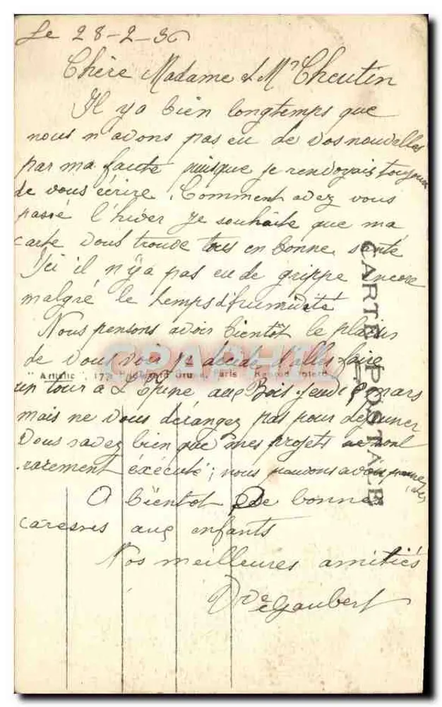 Grisolles (Aisne) — A Igreja — Editor: Béguin & Dollard Épicier - Verso