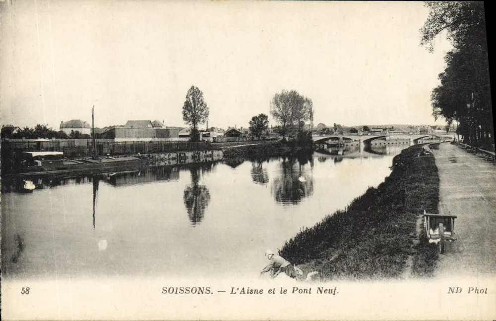 Soissons — L'Aisne e il Pont Neuf — ND Phot - Recto