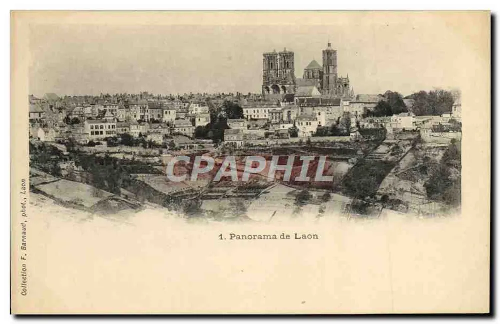 Panorama de Laon — vista da catedral — Coleção F. Barnauct, fot. Laon, n°1 - Frente