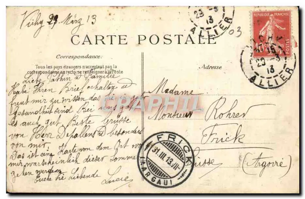 Vichy — Ansicht des Zivilspitals — Unbekannter Verlag, Nr. 2479 - Rückseite
