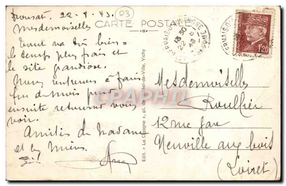 Les Gorges de CHOUVIGNY — Le Tunnel et les bords de la Sioule — Éditeur La Céopagne, pl. de l'Hôtel-de-Ville, Vichy - Rückseite