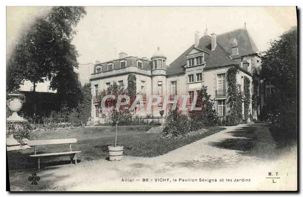 Vichy - das Pavillon Sévigné und die Gärten — M. T. L. — Allier 86 - Vorderseite