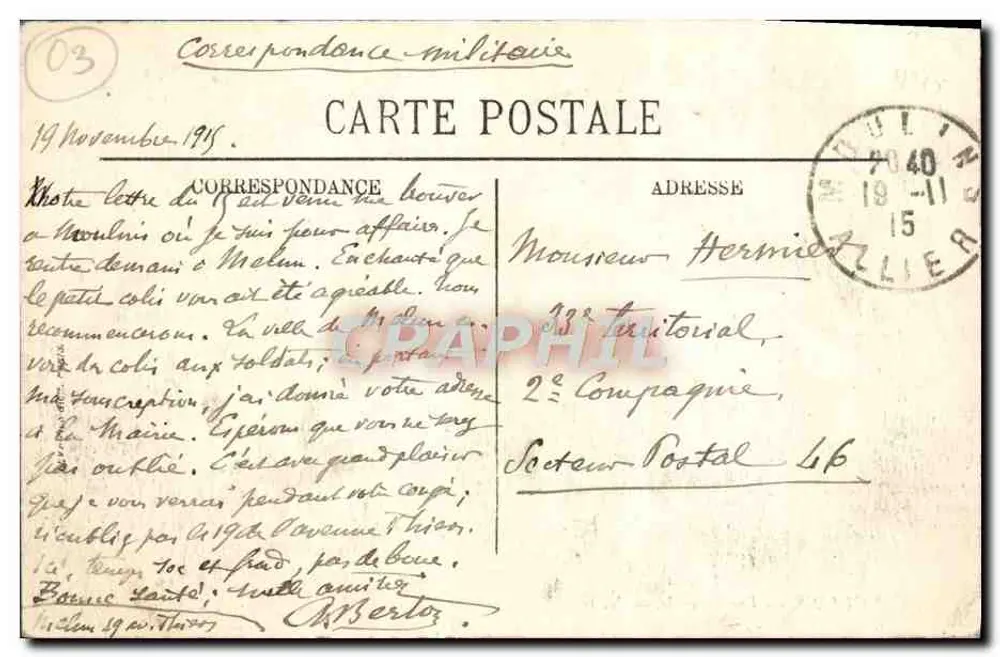 Moulins — Vista geral — N. G. - Verso