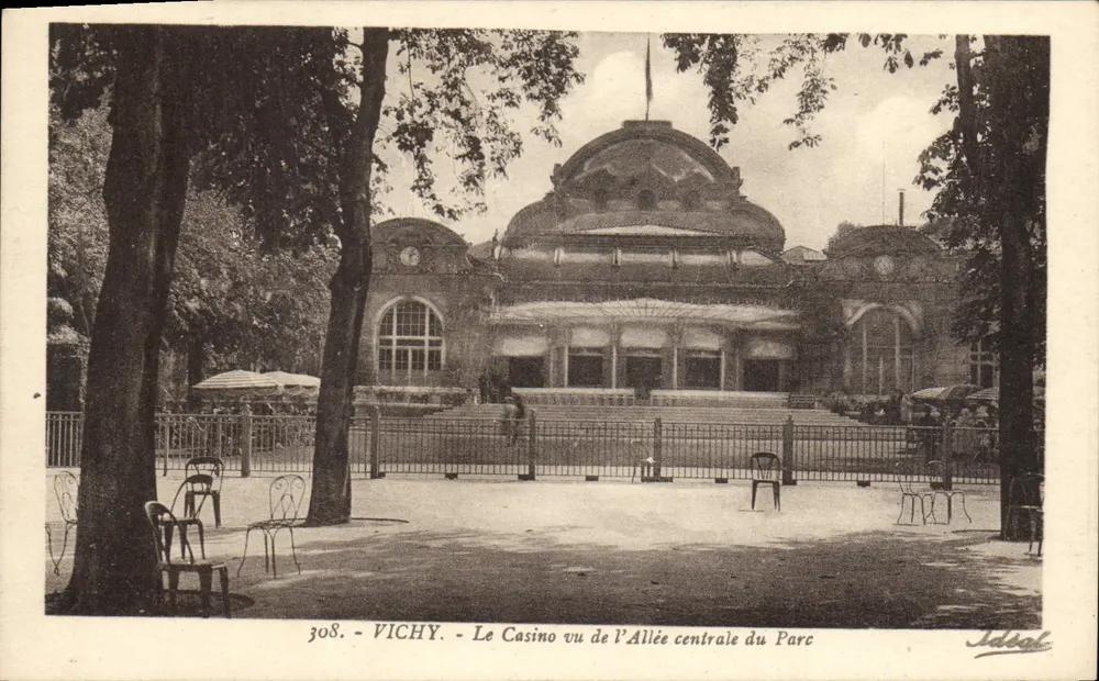 Vichy - Das Casino aus der Mitte der Parkallee gesehen — Idéal, Nr. 308 - Vorderseite