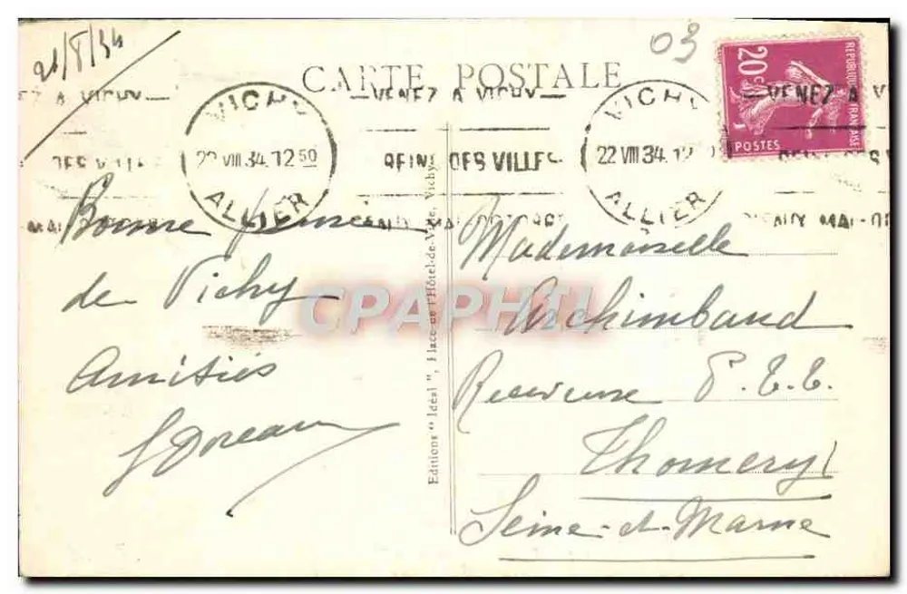 Vichy - Źródło Szpitalne — Wydawca 'Idéal' nr 377 - Rewers