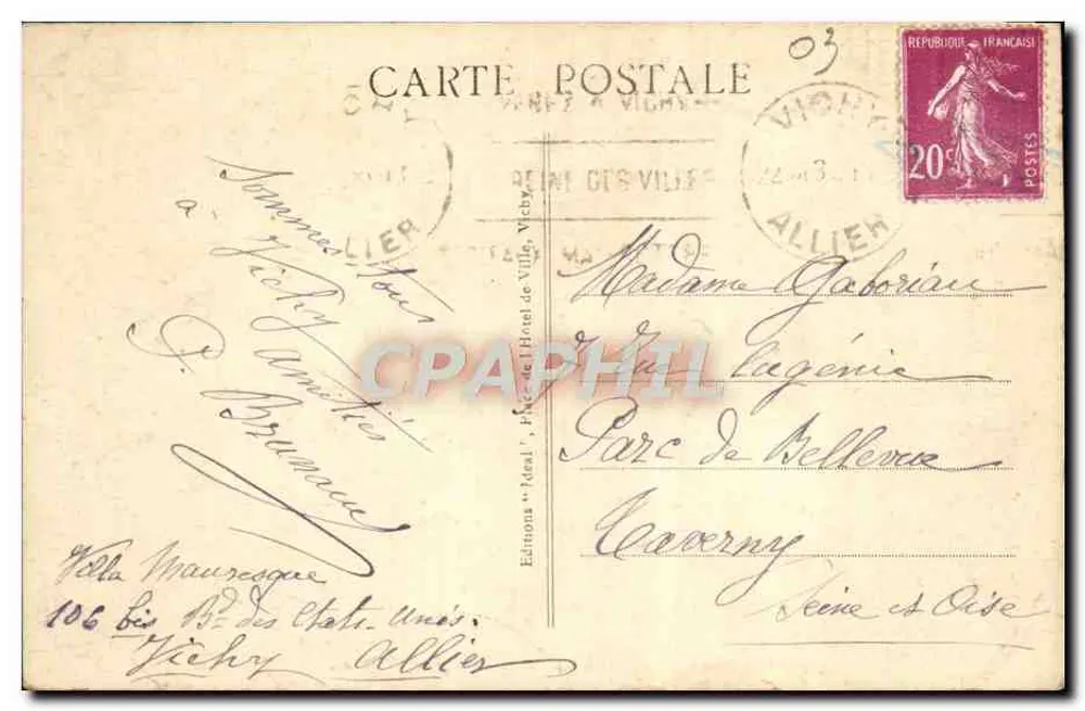 Vichy - Ein Eckbereich des Parks am Schwanenteich — Éditions Idéal, n° 407 - Rückseite