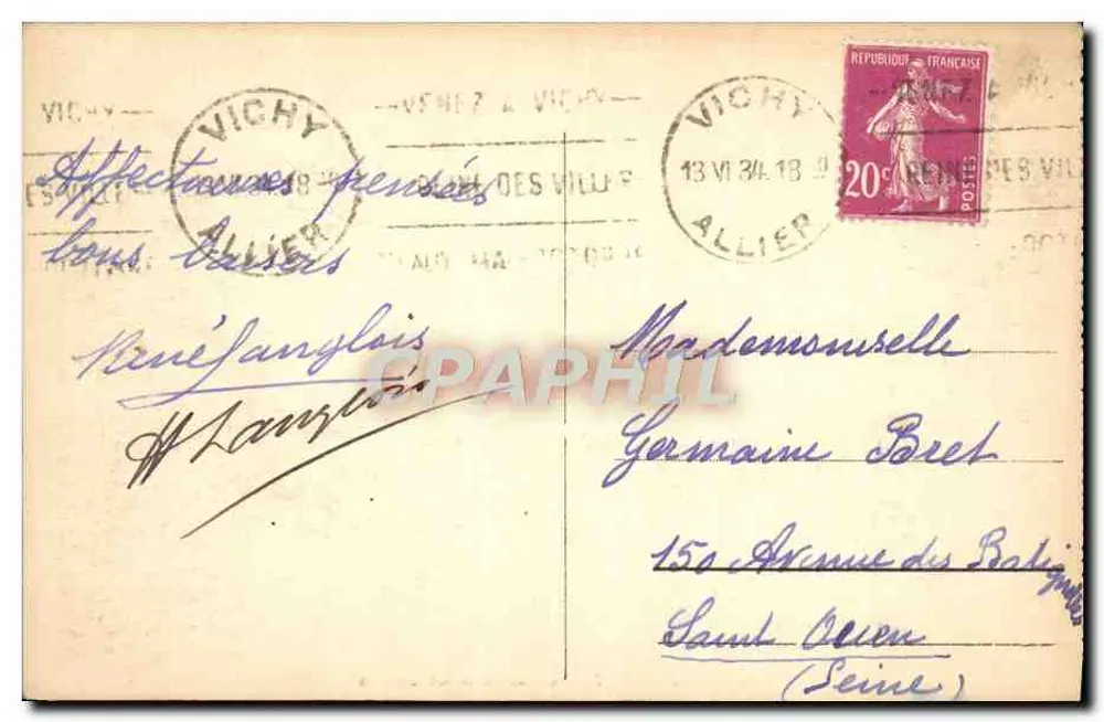 Vichy - Das Casino und die Gärten — Verlag A.P.A. Nr. 162 - Rückseite