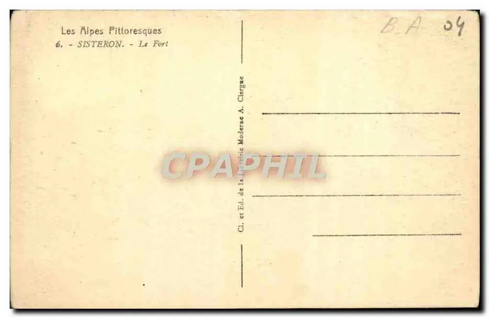 Sisteron — Der Bergfried — Éd. de la Bibliothèque Moderne A. Clargae - Rückseite