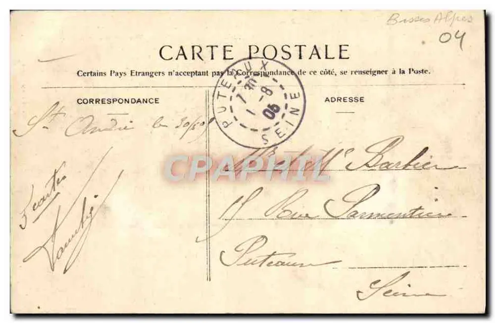 Saint-André-les-Alpes — Vista geral — Altitude 892m — Editor Louis Gibert - Verso