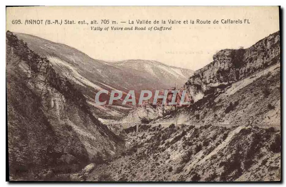 Annot (B.-A.) — Dal van de Vaïre en de Weg naar Caffarels — Uitgever: Etablissement Fredman, Nice - Voorkant