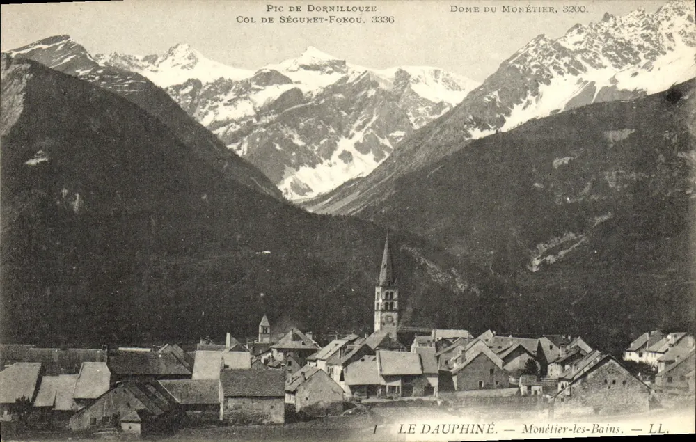 Ansicht von Monétier-les-Bains — Pic de Dornillouze und Dôme du Monétier — LL - Vorderseite