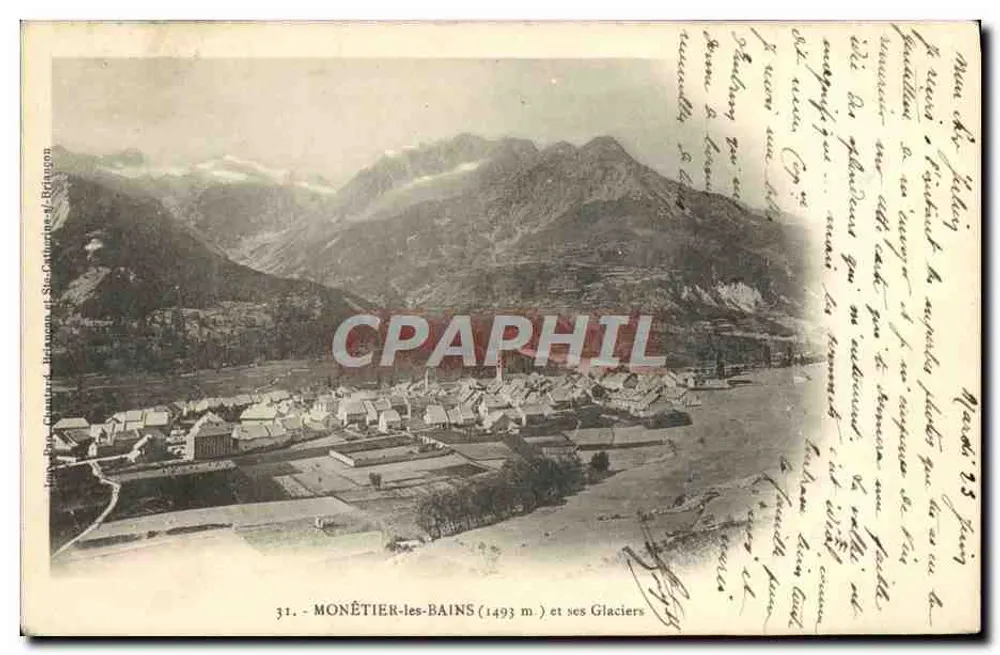Monétier-les-Bains (1493 m) e seus Glaciares — editor Jean-Pou-Chauvard, série 31 - Frente