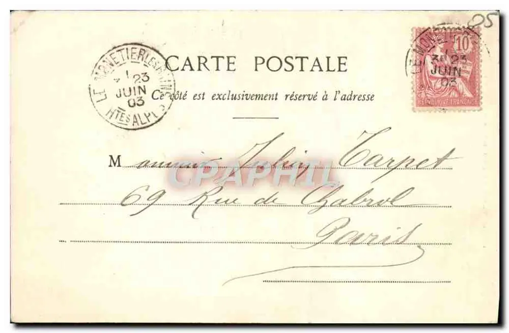 Monétier-les-Bains (1493 m) e seus Glaciares — editor Jean-Pou-Chauvard, série 31 - Verso