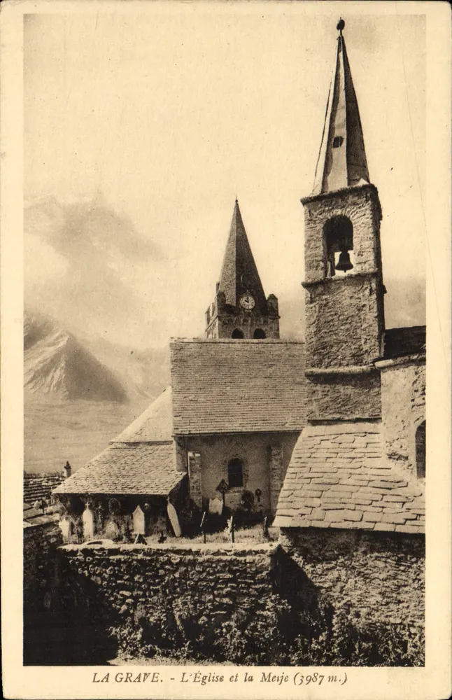 La Grave - A Igreja e a Meije (3987 m.) - Frente