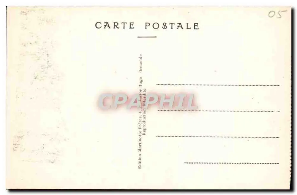La Grave e a Meije — vista panorâmica — Edição Martinotto Frères, Victor Hugo - Verso