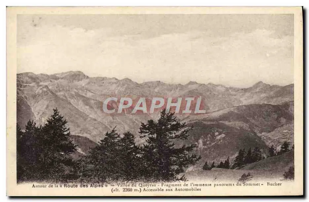 Tal des Queyras — Fragment des riesigen Panoramas des Gipfels — Bucher (Höhe 2260 m.) — Zugänglich für Automobile - Vorderseite