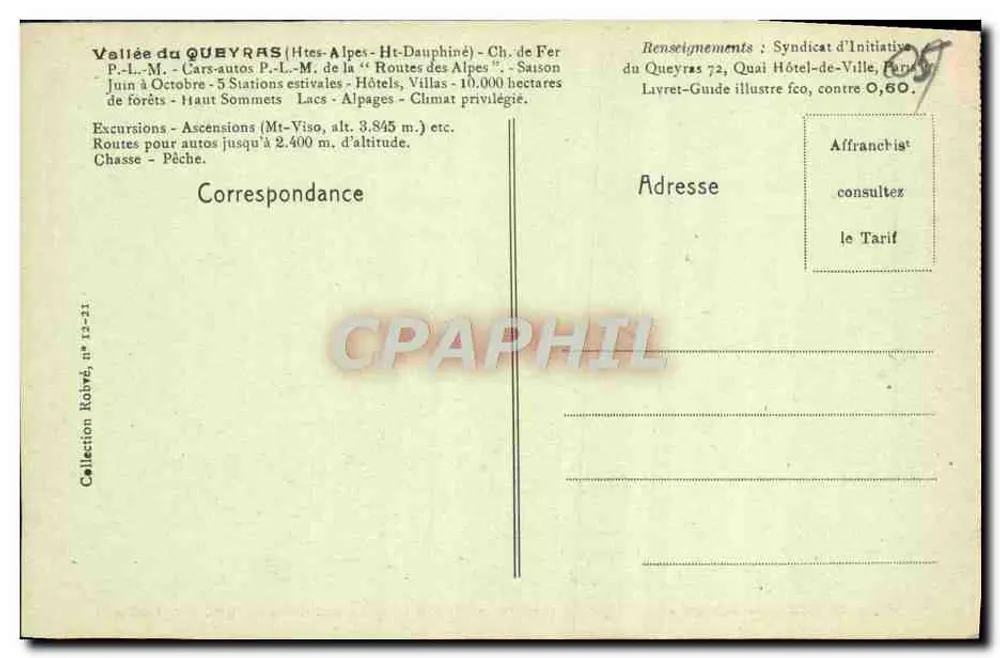 Vale do Queyras — Prados floridos na primavera — Coleção Robré, n° 13-21 - Verso