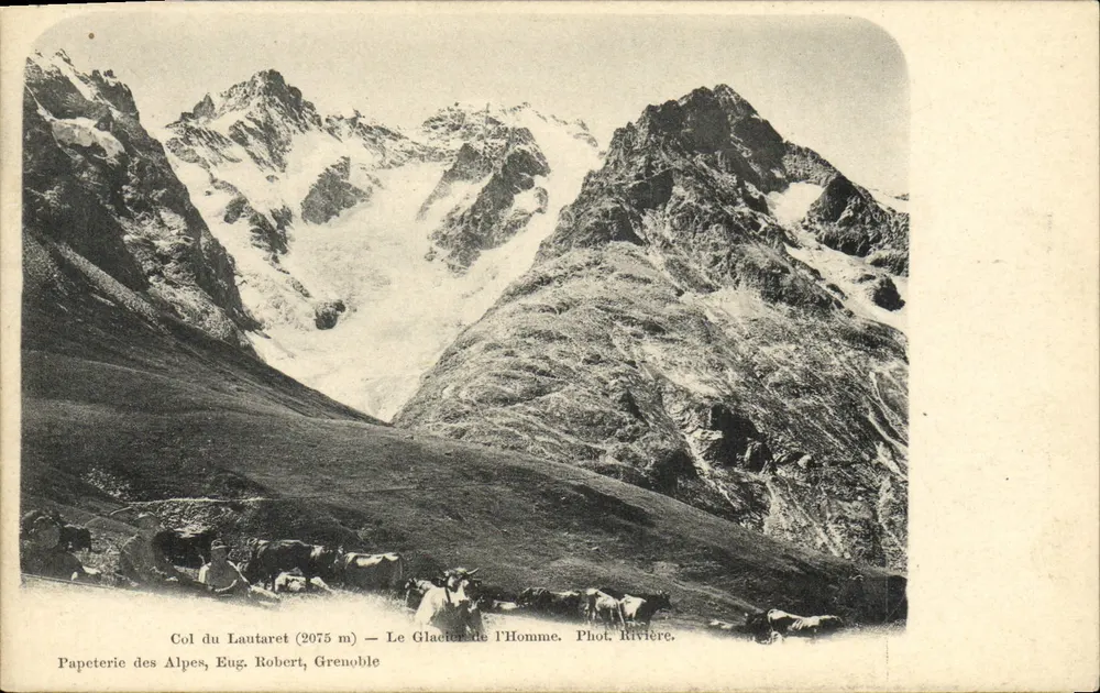 Col du Lautaret (2075 m) — Der Glacier de l'Homme — Papeterie des Alpes, Eug. Robert, Grenoble - Vorderseite