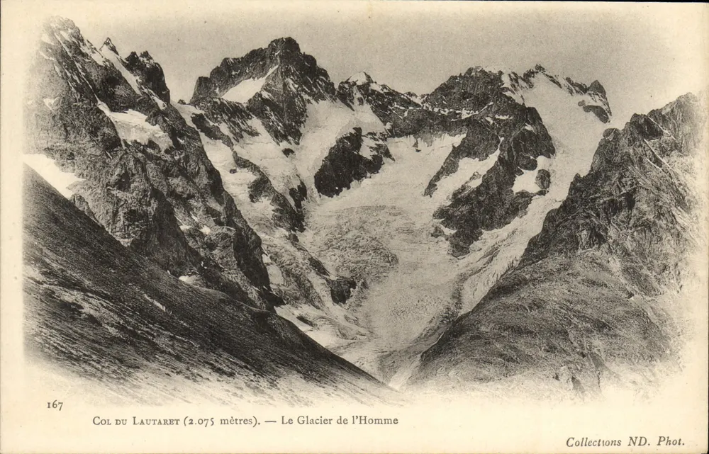 Col du Lautaret (2.075 Meter) — Der Glacier de l'Homme — ND-Sammlung. Foto Nr. 167 - Vorderseite