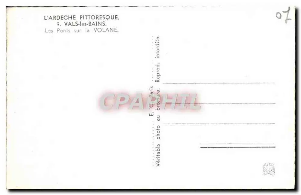 Die Brücken über die Volane — Vals-les-Bains — E.C. Paris - Rückseite