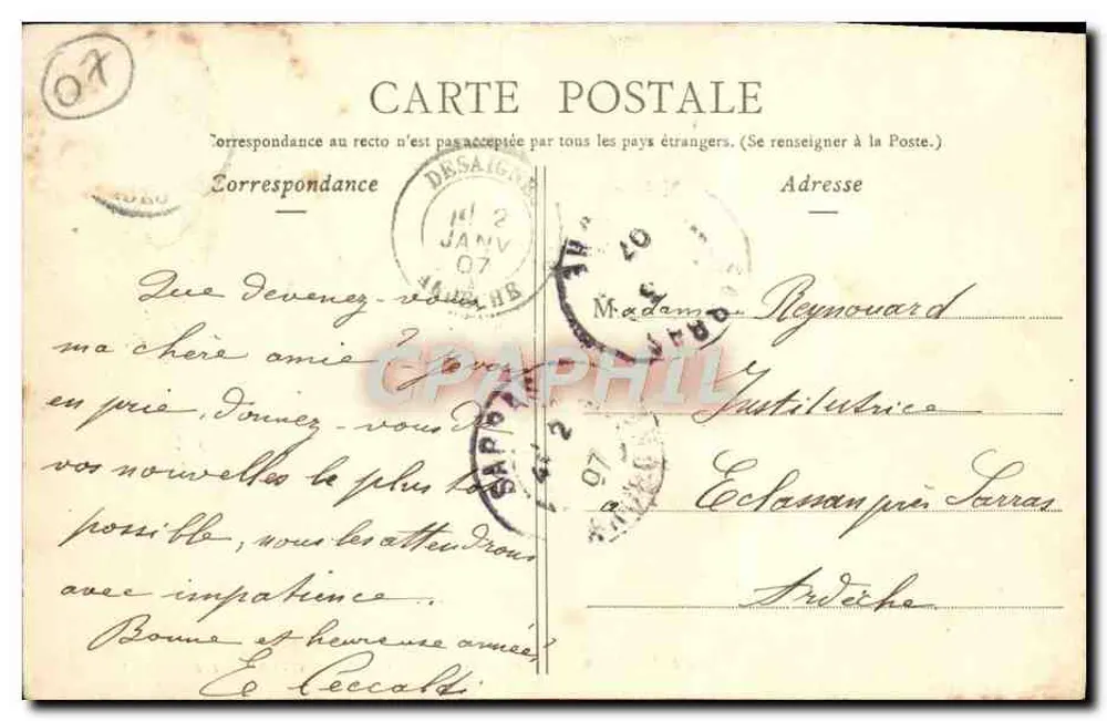 Vista de Desaignes — O Grande Ponte — Lib. Elie-J.-J. Cbalaye, Lamastre - Verso