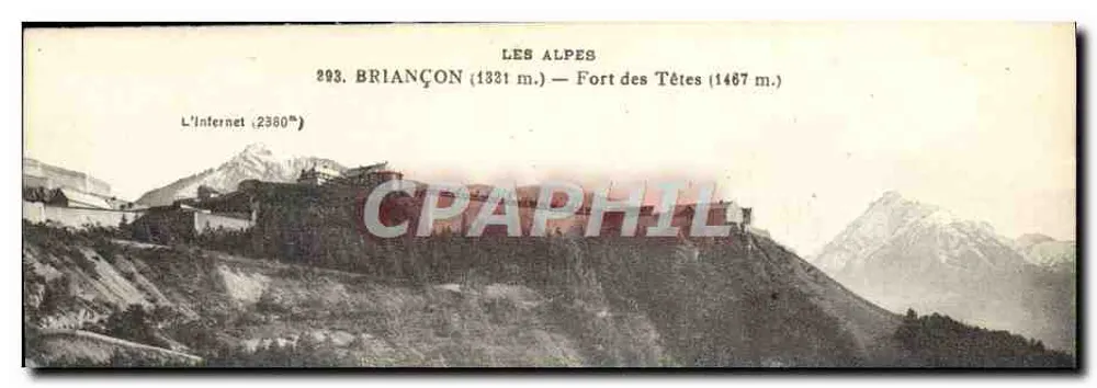 Le Alpi — BRIANÇON (1321 m.) — Forte delle Teste (1467 m.) — L'Internet (2360 m.) — editore A. GOURDIGNY, NANCY - Recto