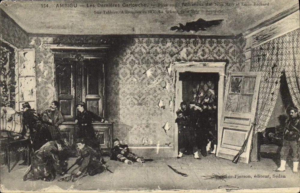 Ambigu — Die Letzten Patronen — 5. Bild. In Bazeilles 1870. Die Verteidigung des Hauses Bourgerie — Jules Mary und Émile Rochard — Verlag: Journaux-Pierson, Sedan - Vorderseite