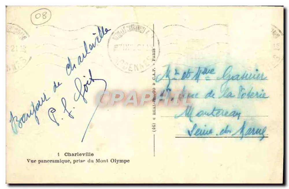 Charleville — Panoramablick vom Mont Olympe — Verlag G.A.P. n° 40 - Rückseite