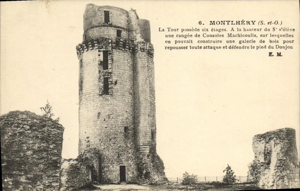 Montlhéry (S.-et-O.) — Toren van de Donjon met machicoulisconsole — F. Testard, photo.édit., Parijs - Voorkant