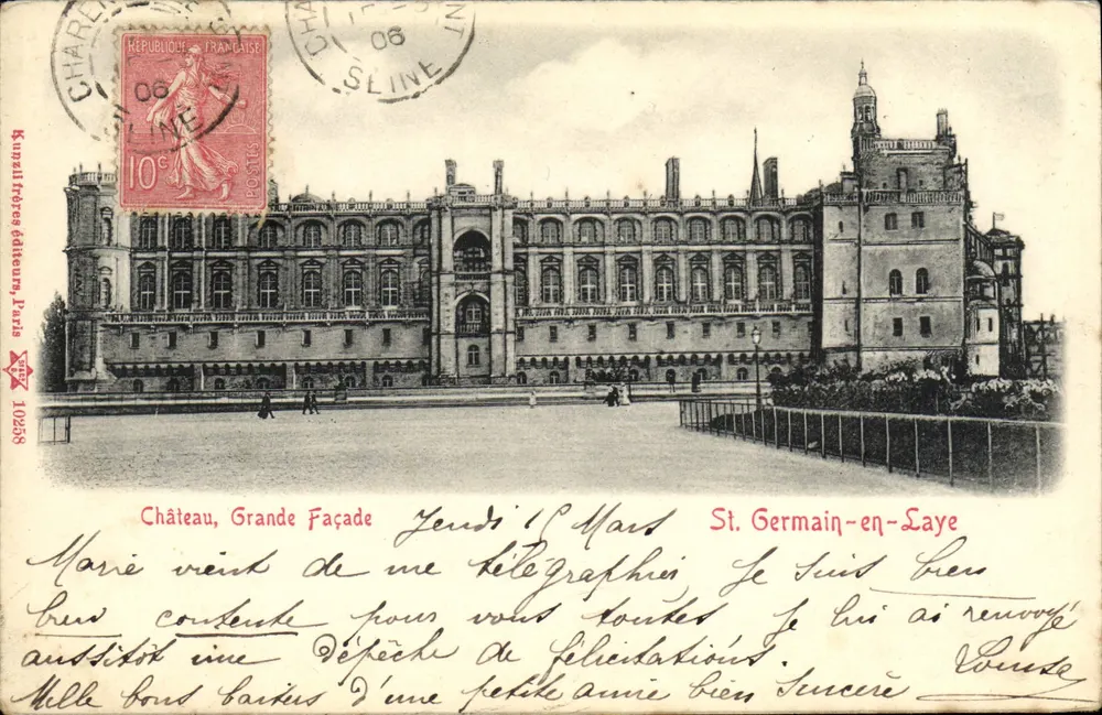 Castelo, Grande Fachada — St. Germain-en-Laye — Knapall frères editores, Paris, n° 10258 - Frente