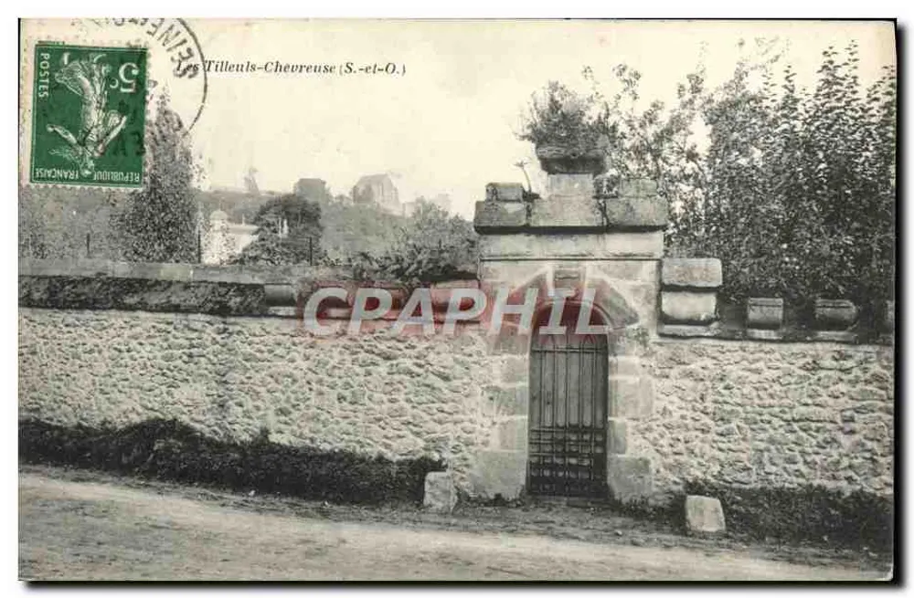 Les Tilleuls-Chevreuse (S.-et-O.) — porta de entrada de um muro de pedra — A. Bourdier, imp.-édit. Versailles - Frente