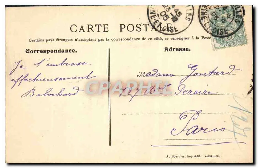 Parque de Versalles — El Bassin de Latone — A. Bourdier, editor. Versalles, n°39 - Reverso