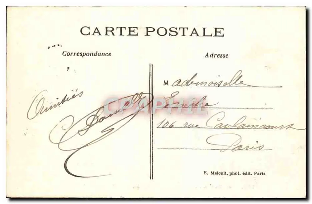 Die Ufer der Marne bei NOGENT-LE-PERREUX — E.M. — Verlag E. Malecult, Paris - Rückseite