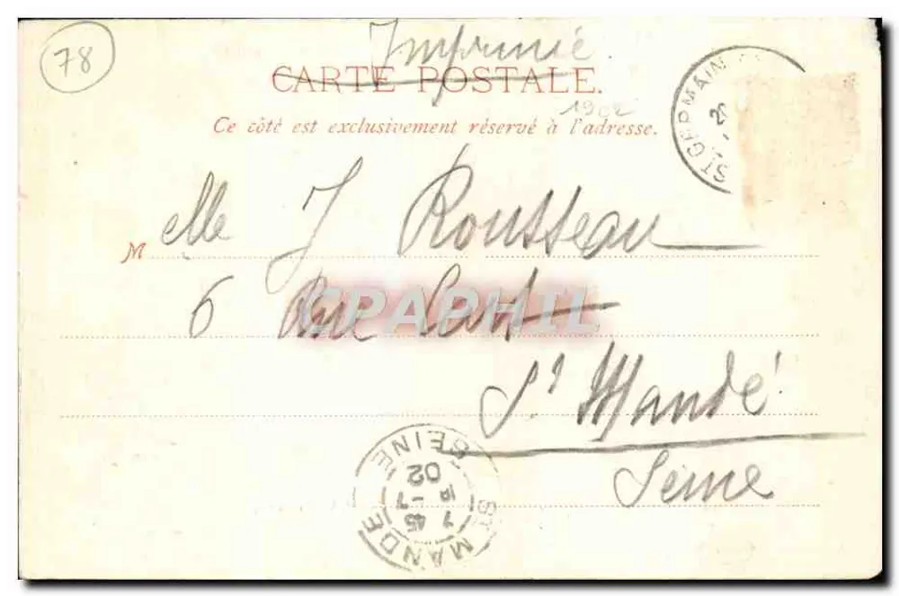 St-Germain-en-Laye — Le Château (La Terrasse) — A. Brossard, Editeur, Paris - Verso